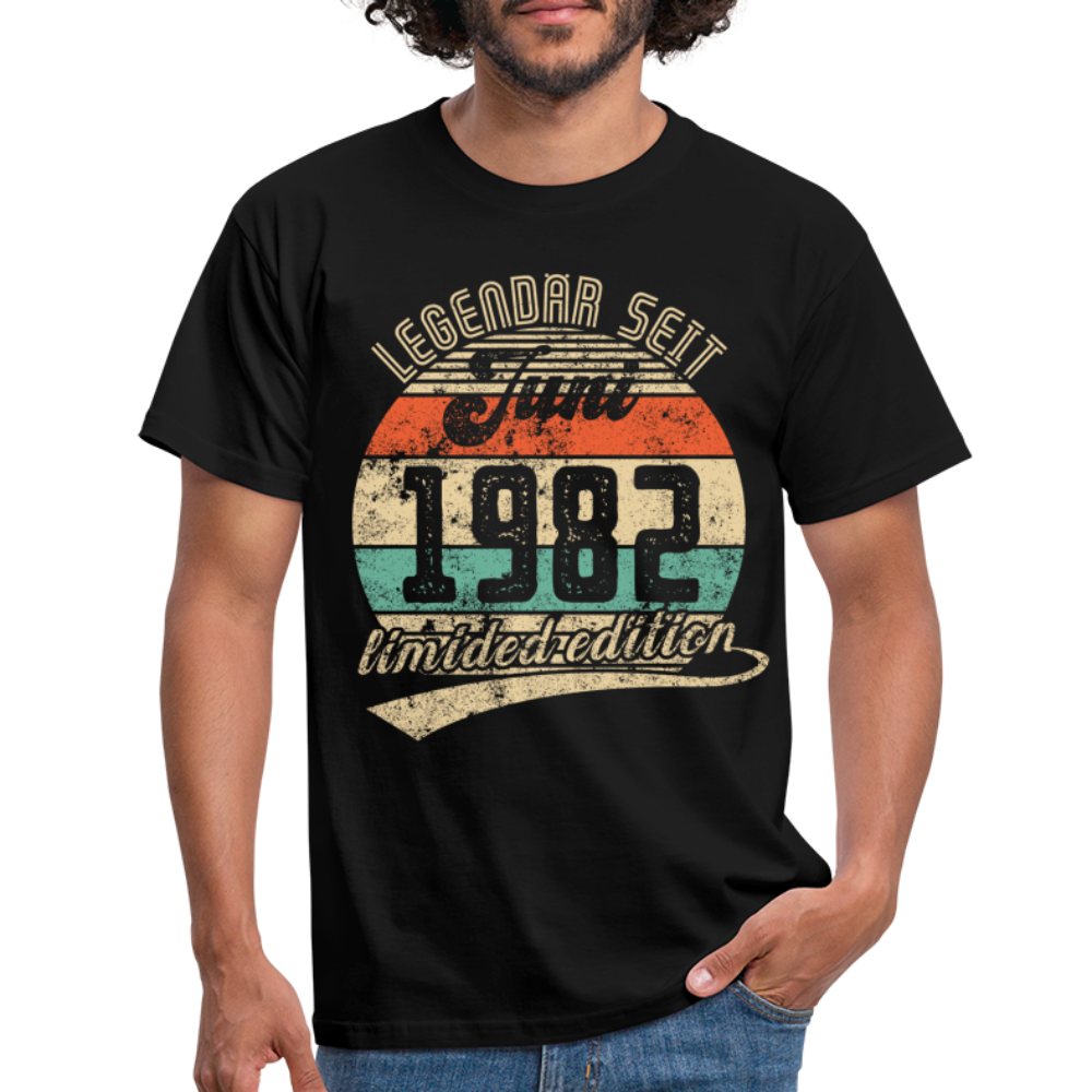 40. Geburtstags Shirt Legendär seit JUNI 1982 Geschenkidee Geschenk T-Shirt - Schwarz