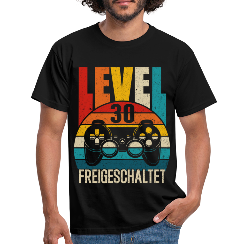 30. Geburtstag Level 30 Freigeschaltet Gamer Gaming Zocker Geschenk T-Shirt - Schwarz