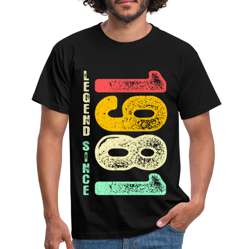 1981 Geburtstags Shirt Legend Since 1981 Retro Style Geschenk Geschenkidee T-Shirt - Schwarz