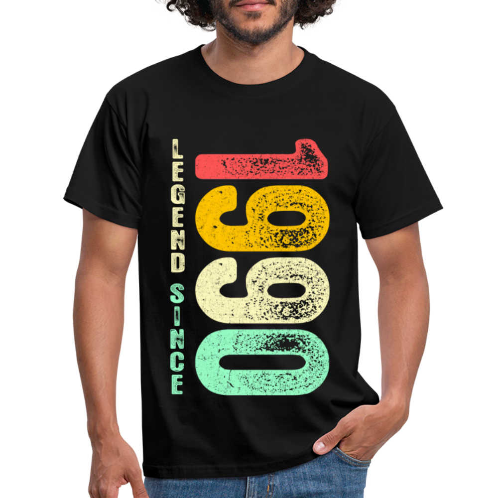 1990 Geburtstags Shirt Legend Since 1990 Retro Style Geschenk Geschenkidee T-Shirt - Schwarz