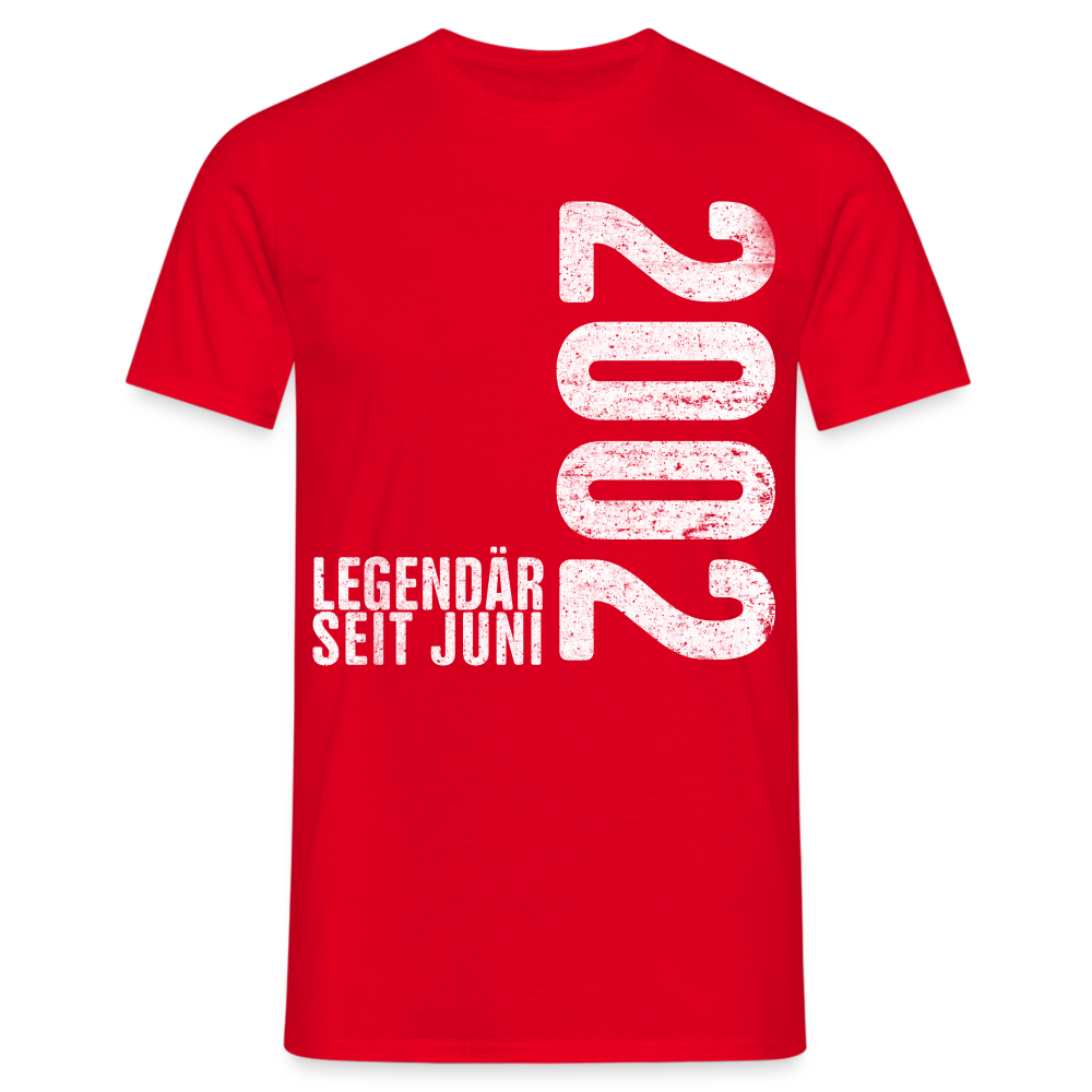 20. Geburtstag Shirt Legendär seit Juni 2002 Geschenk Geschenkidee T-Shirt - Rot