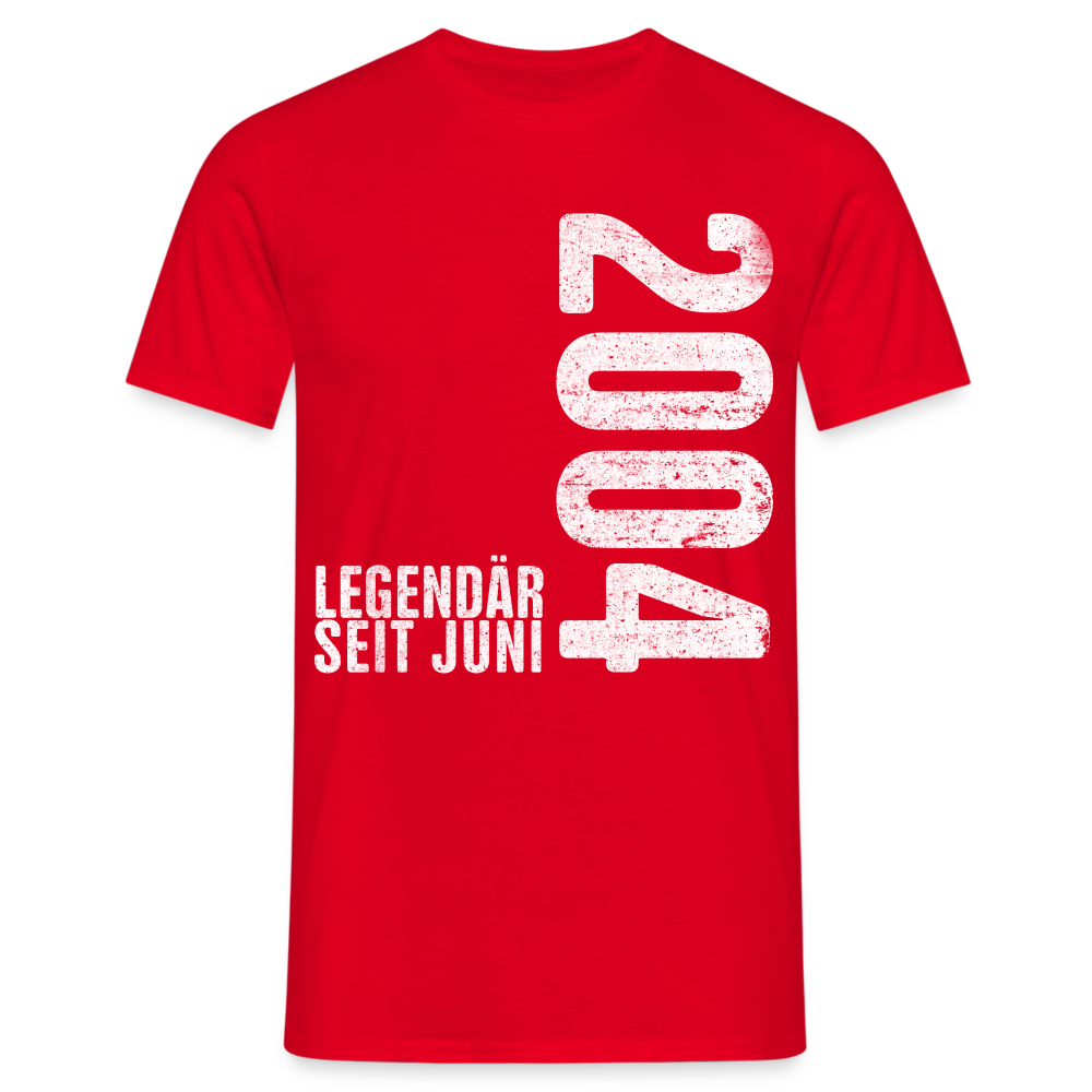 18. Geburtstag Shirt Legendär seit Juni 2004 Geschenk Geschenkidee T-Shirt - Rot