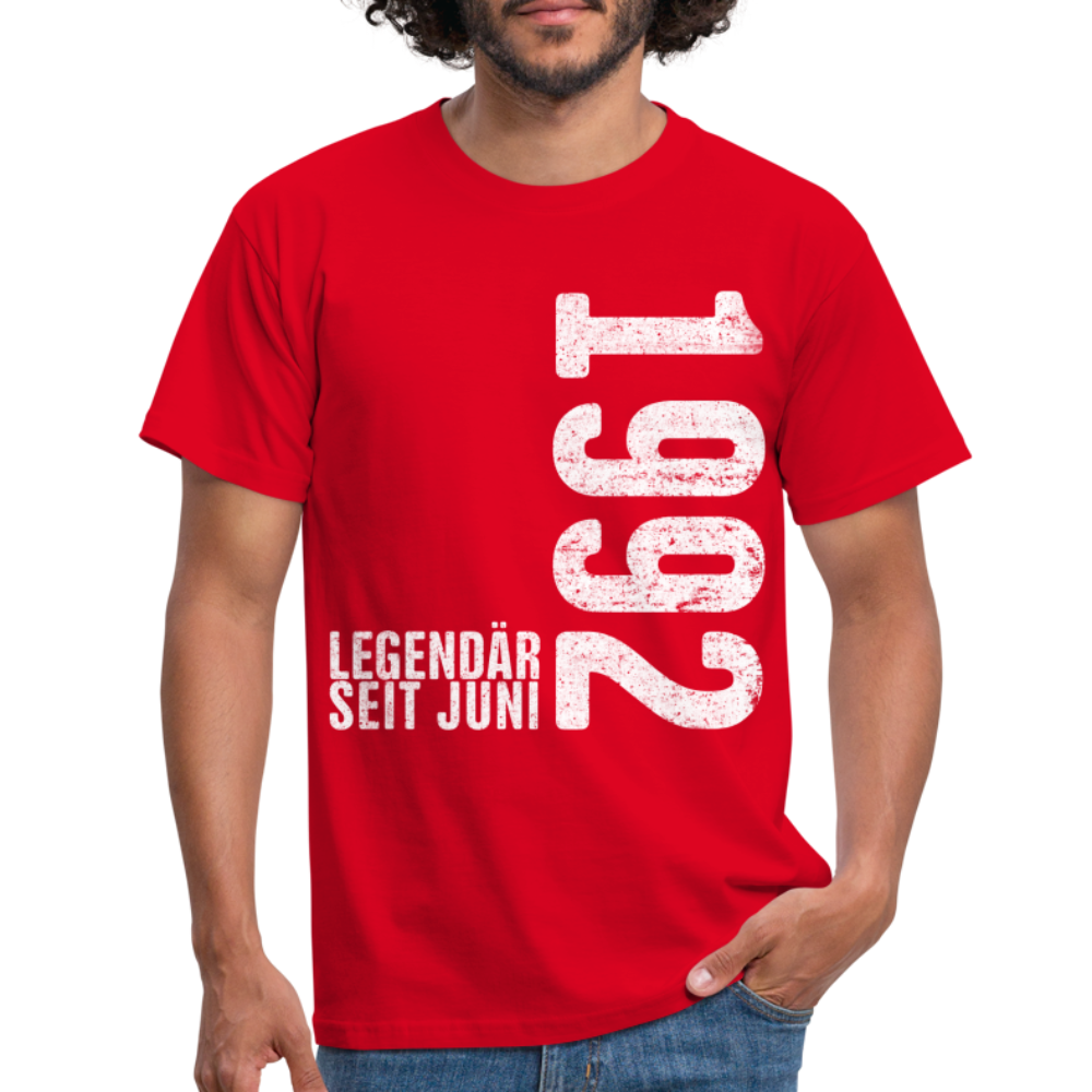 30. Geburtstag Shirt Legendär seit Juni 1992 Geschenk Geschenkidee T-Shirt - Rot