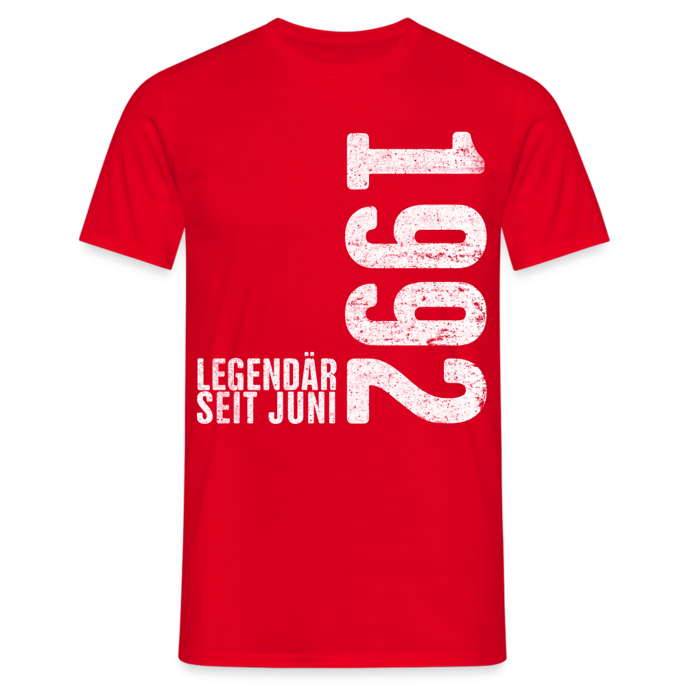 30. Geburtstag Shirt Legendär seit Juni 1992 Geschenk Geschenkidee T-Shirt - Rot