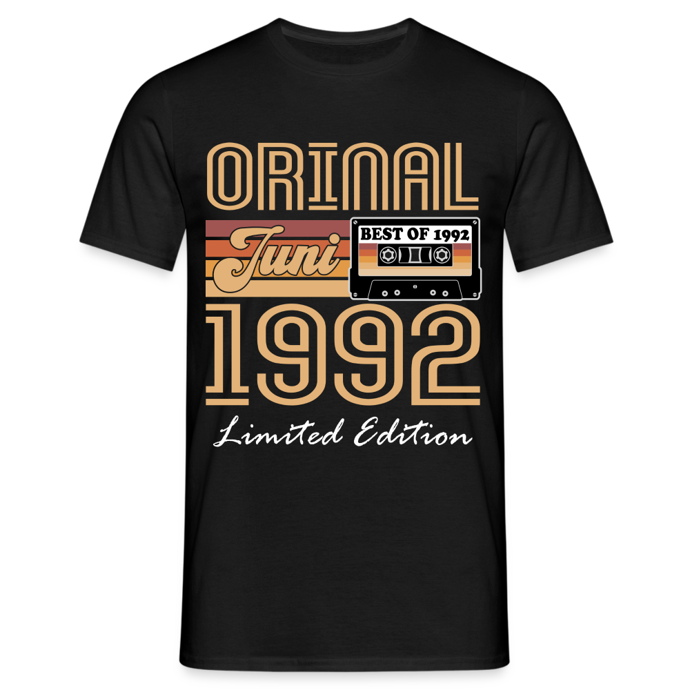 30. Geburtstag Geschenk Shirt JUNI 1992 Retro Kassette Geschenkidee T-Shirt - Schwarz