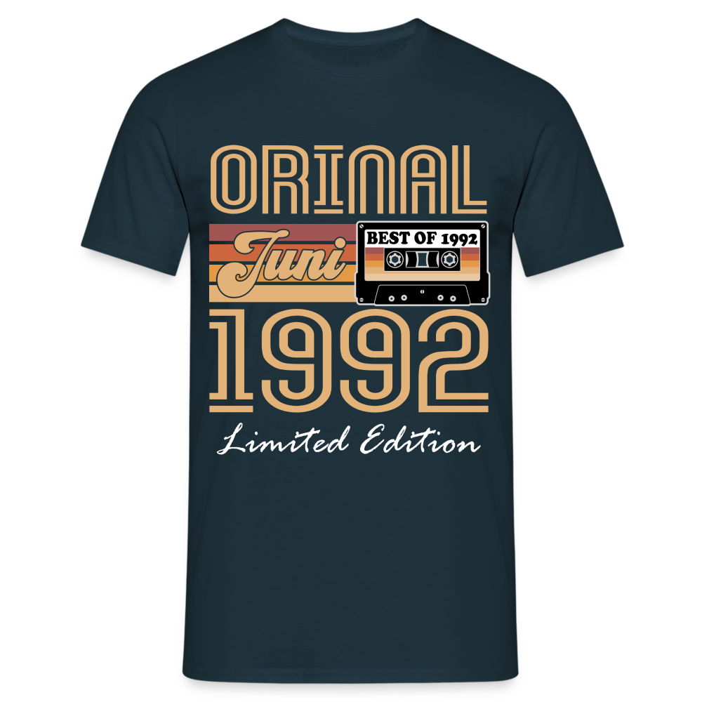 30. Geburtstag Geschenk Shirt JUNI 1992 Retro Kassette Geschenkidee T-Shirt - Navy