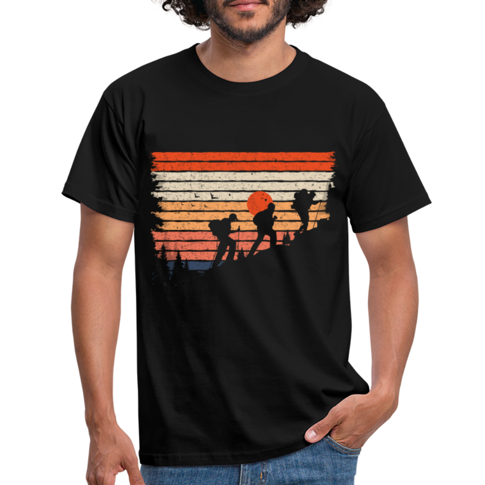 Berge Wandern Wander Shirt Retro Style Geschenk Lustiges T-Shirt - Schwarz