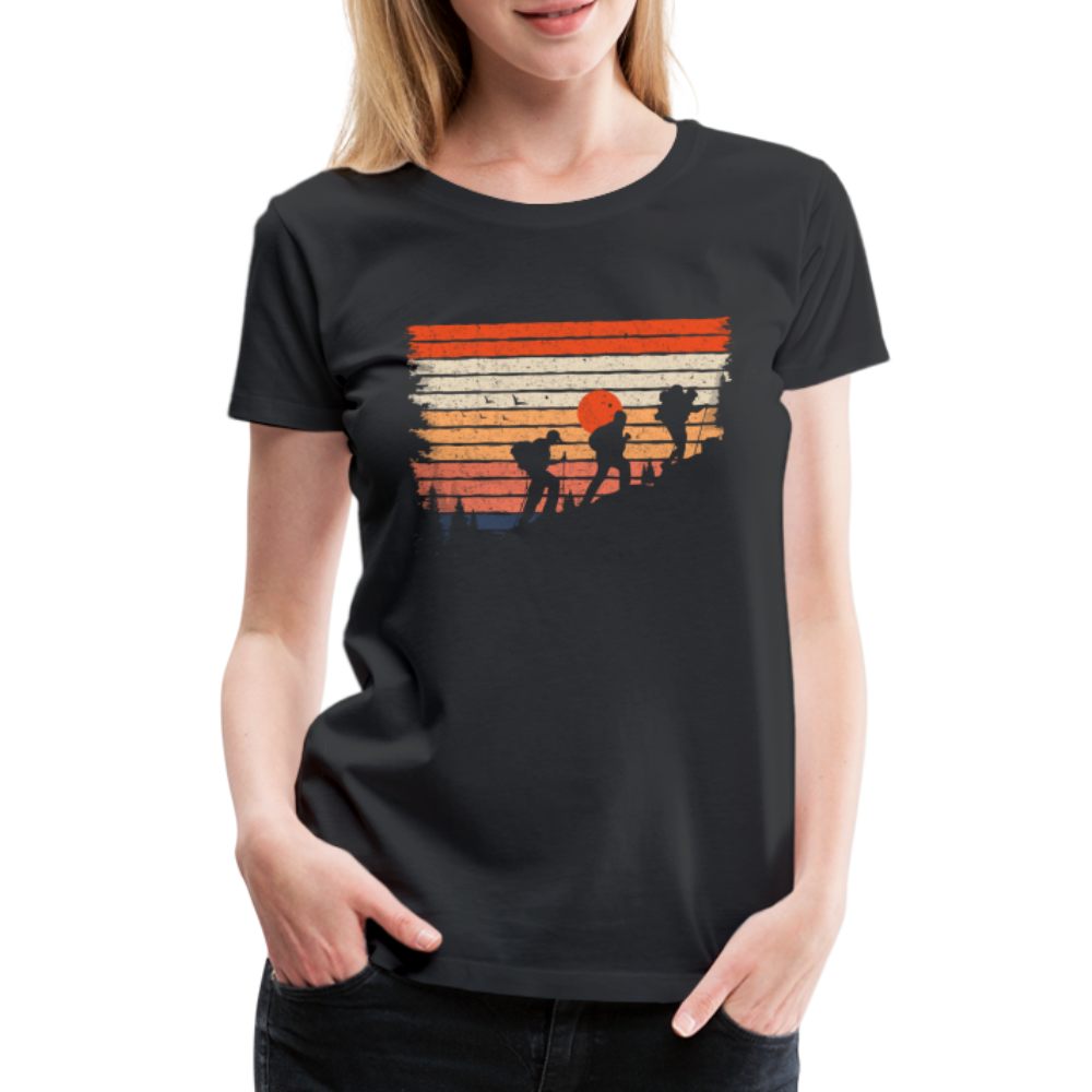 Berge Wandern Wander Shirt Retro Style Geschenk Lustiges Frauen Premium T-Shirt - Schwarz