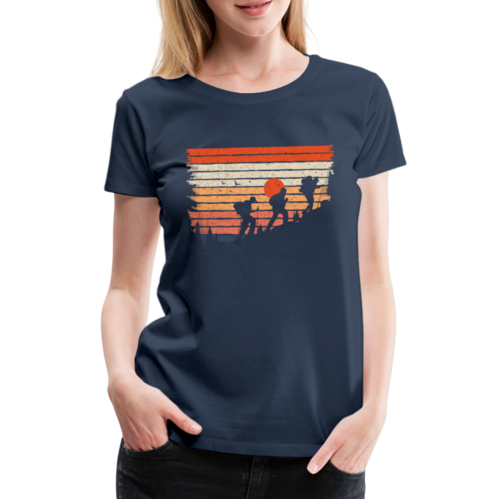 Berge Wandern Wander Shirt Retro Style Geschenk Lustiges Frauen Premium T-Shirt - Navy