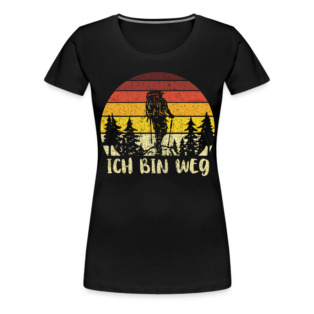 Berge Wandern Shirt Ich Bin Weg Lustiges Geschenk Frauen Premium T-Shirt - Schwarz