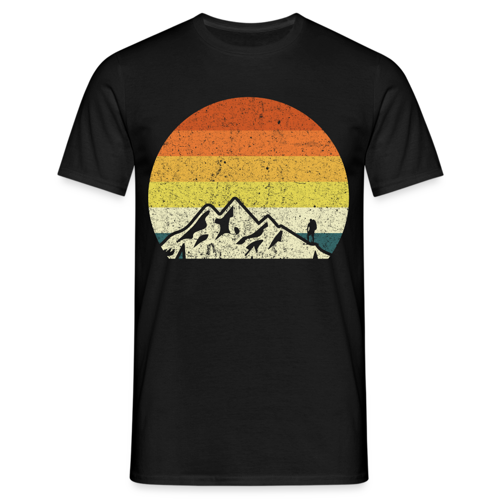 Berge Wandern Shirt Retro Style Lustiges Geschenk T-Shirt - Schwarz