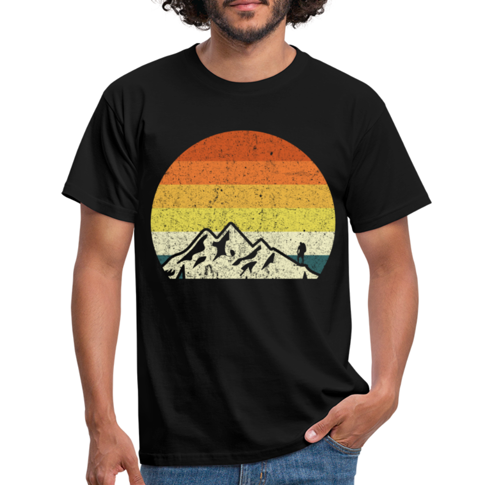 Berge Wandern Shirt Retro Style Lustiges Geschenk T-Shirt - Schwarz