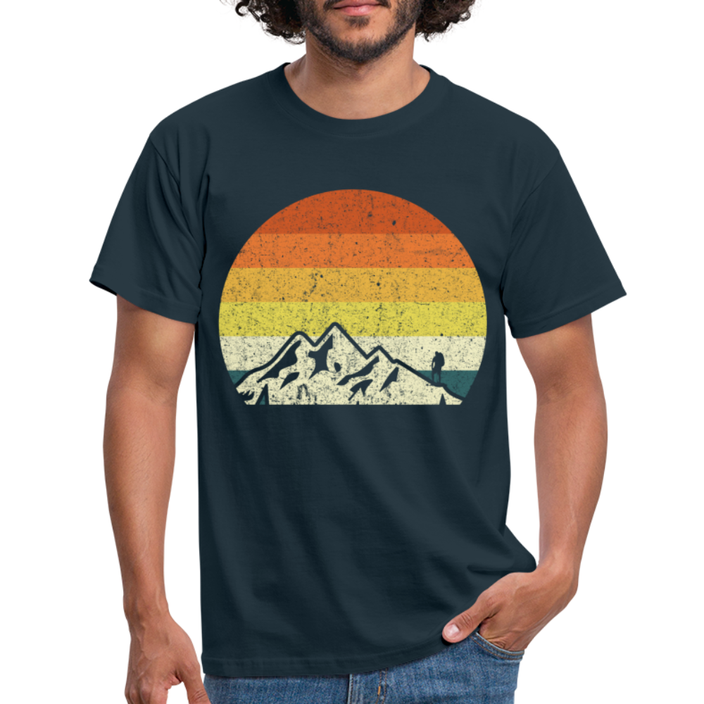 Berge Wandern Shirt Retro Style Lustiges Geschenk T-Shirt - Navy