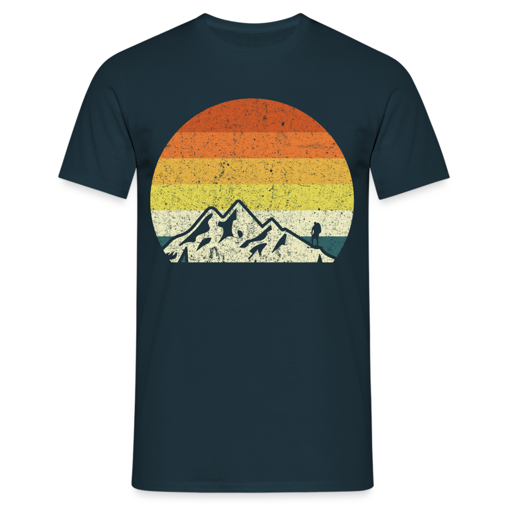 Berge Wandern Shirt Retro Style Lustiges Geschenk T-Shirt - Navy