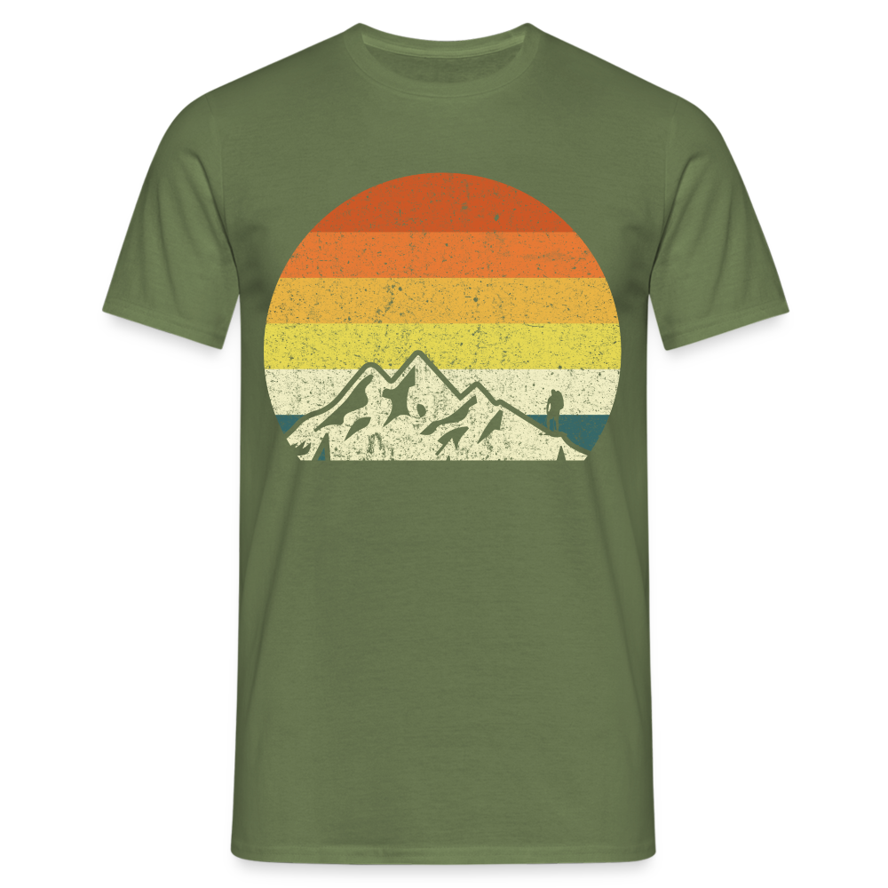 Berge Wandern Shirt Retro Style Lustiges Geschenk T-Shirt - Militärgrün