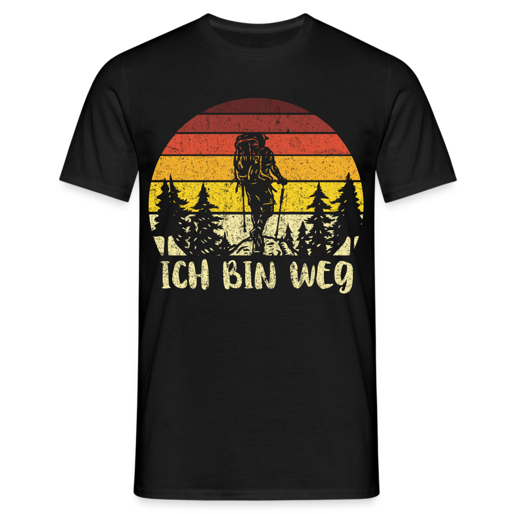 Berge Wandern Shirt Ich Bin Weg Lustiges Geschenk T-Shirt - Schwarz