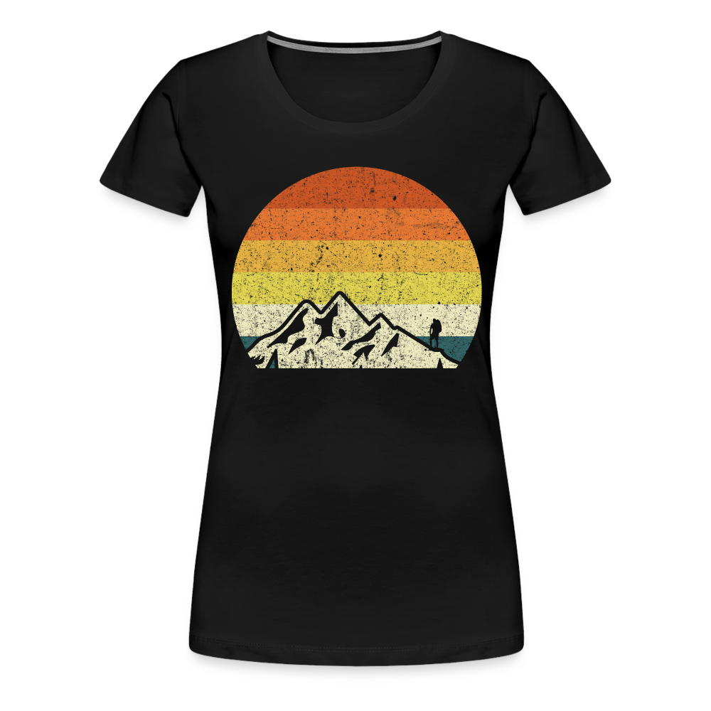 Berge Wandern Shirt Retro Style Lustiges Geschenk Frauen Premium T-Shirt - Schwarz