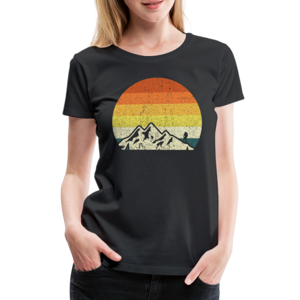 Berge Wandern Shirt Retro Style Lustiges Geschenk Frauen Premium T-Shirt - Schwarz