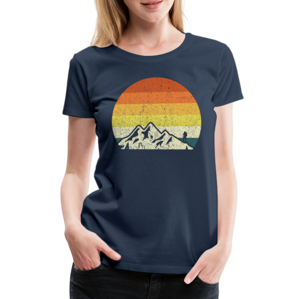 Berge Wandern Shirt Retro Style Lustiges Geschenk Frauen Premium T-Shirt - Navy