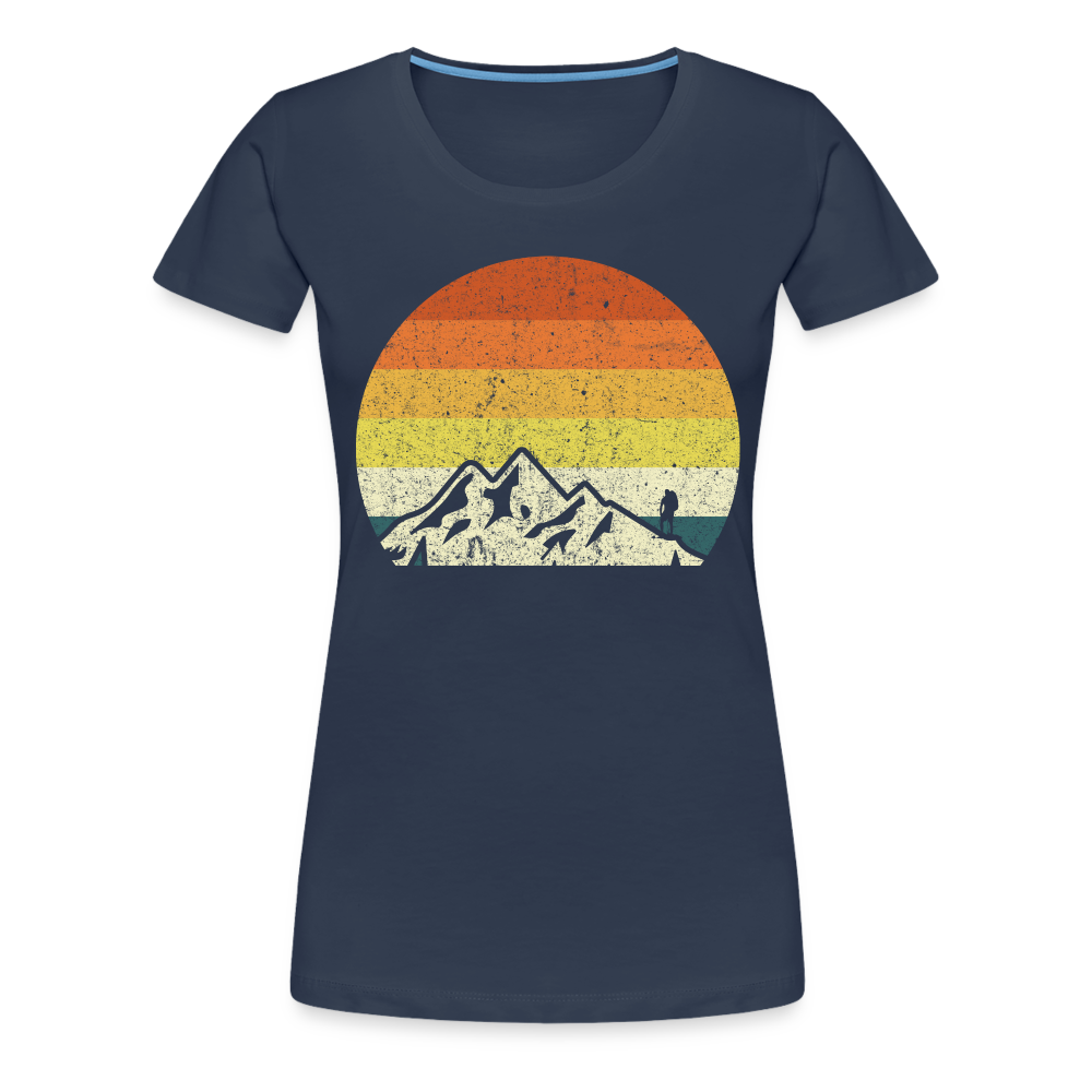 Berge Wandern Shirt Retro Style Lustiges Geschenk Frauen Premium T-Shirt - Navy