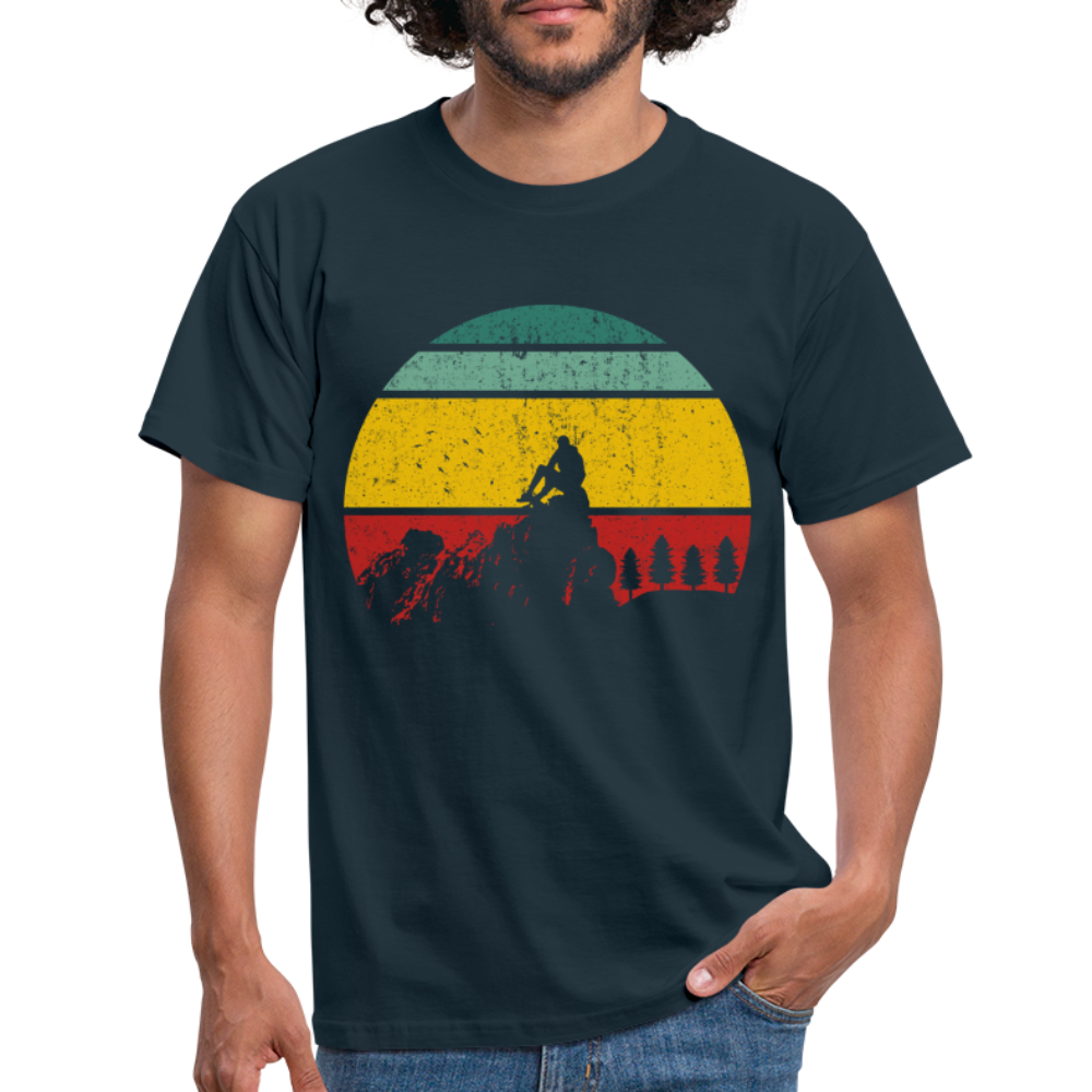 Berge Wandern Shirt Retro Style Lustiges Geschenk T-Shirt - Navy