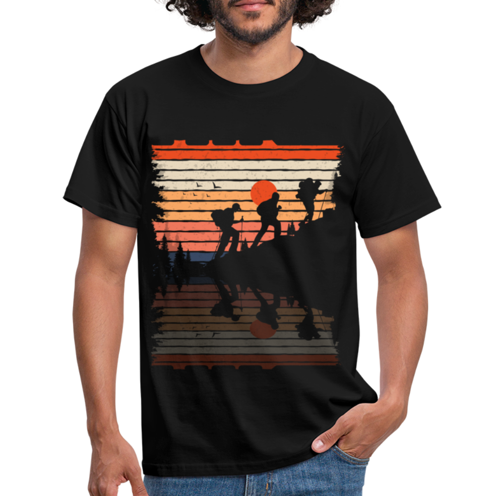 Berge Wandern Wander Shirt Retro Style Geschenk Lustiges T-Shirt - Schwarz