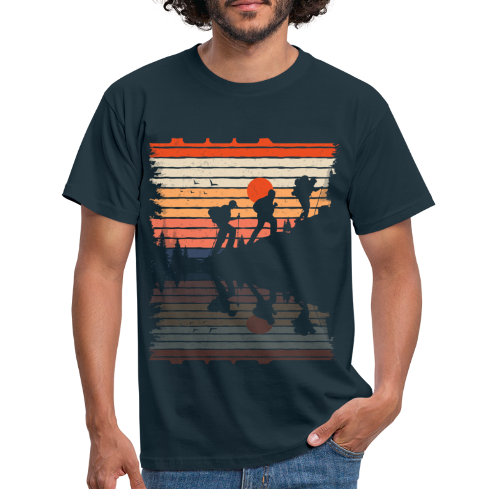 Berge Wandern Wander Shirt Retro Style Geschenk Lustiges T-Shirt - Navy