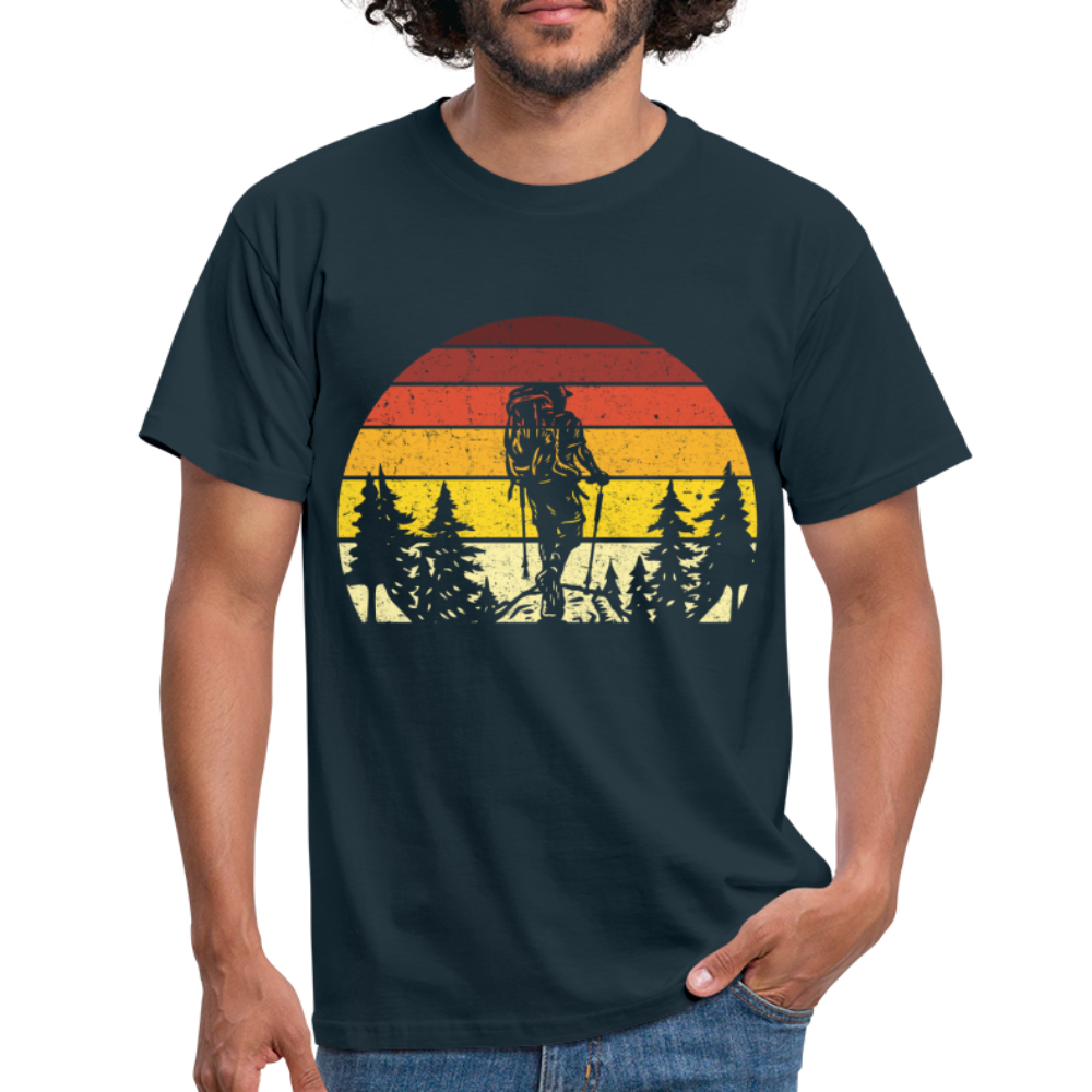 Berge Wandern Shirt Retro Style Lustiges Geschenk T-Shirt - Navy