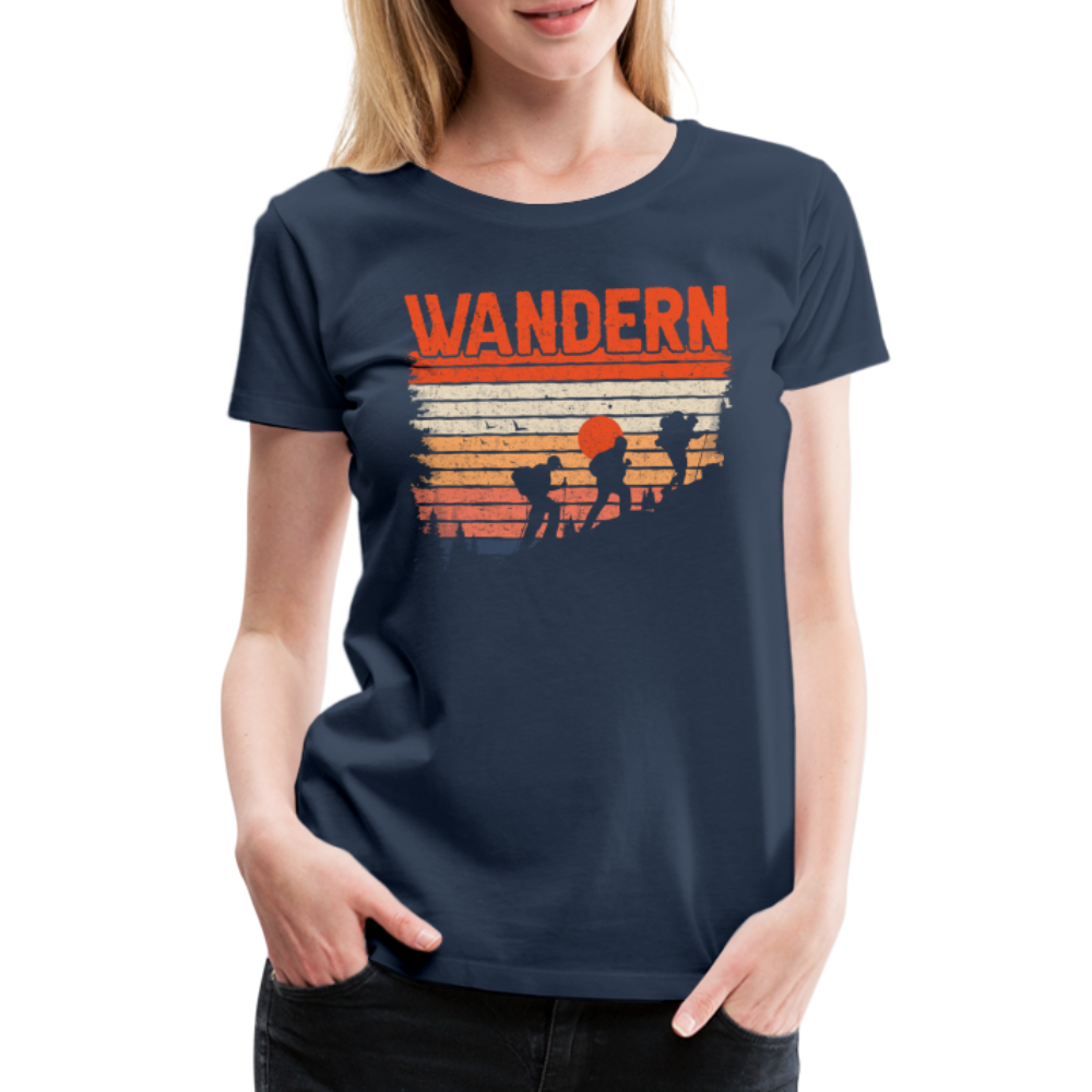 Berge Wandern Shirt Retro Style Lustiges Geschenk Frauen Premium T-Shirt - Navy