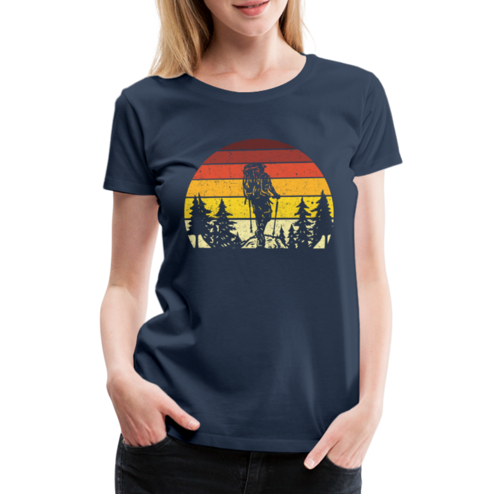 Berge Wandern Shirt Retro Style Lustiges Geschenk Frauen Premium T-Shirt - Navy