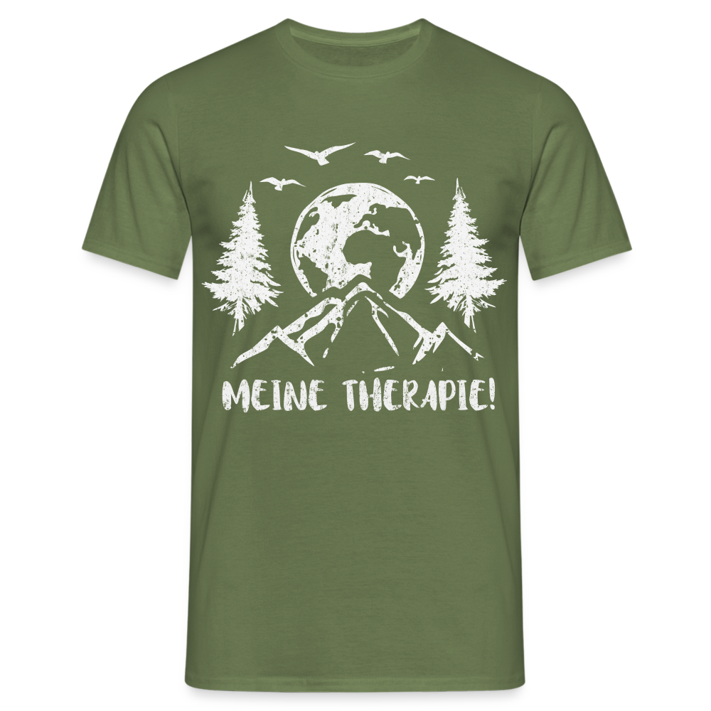 Bergmensch Berge Wandern Natur Shirt Meine Therapie Lustiges Geschenk T-Shirt - Militärgrün