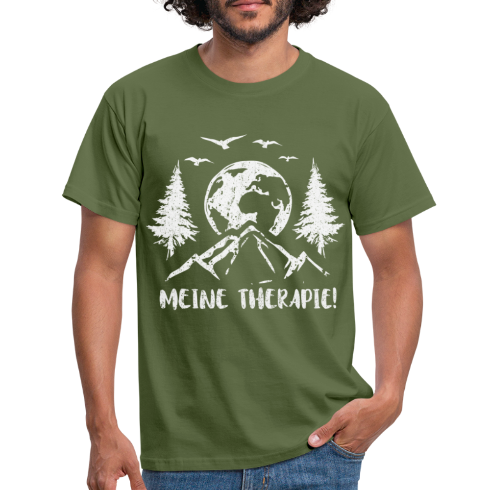 Bergmensch Berge Wandern Natur Shirt Meine Therapie Lustiges Geschenk T-Shirt - Militärgrün