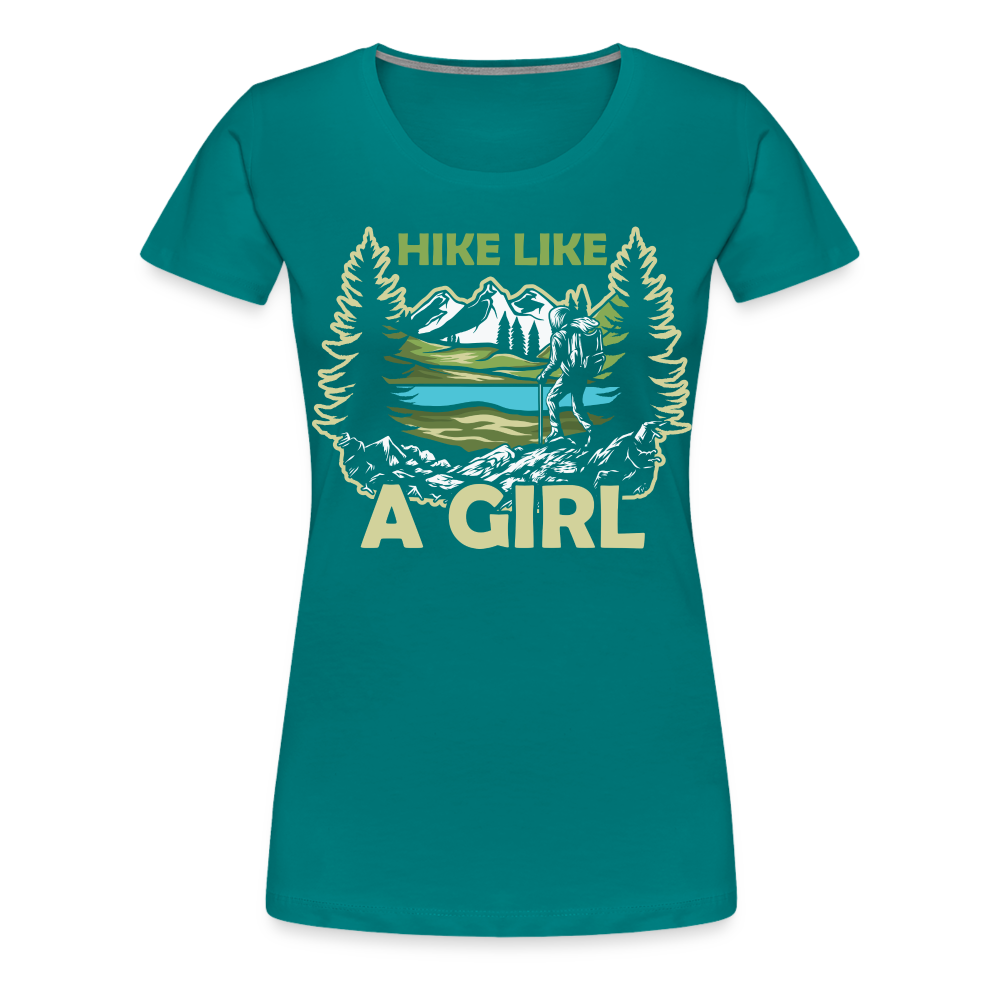 Bergmensch Berge Wandern Natur Shirt Hike Like A Girl Lustiges Geschenk Frauen Premium T-Shirt - Divablau