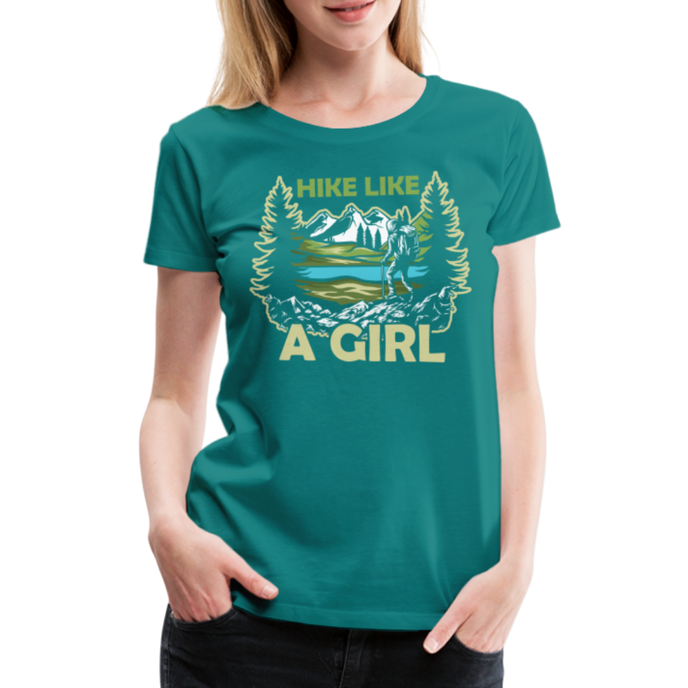 Bergmensch Berge Wandern Natur Shirt Hike Like A Girl Lustiges Geschenk Frauen Premium T-Shirt - Divablau