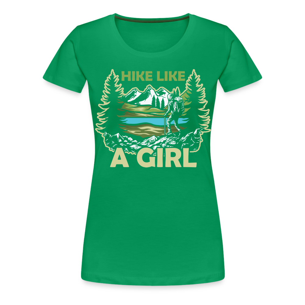 Bergmensch Berge Wandern Natur Shirt Hike Like A Girl Lustiges Geschenk Frauen Premium T-Shirt - Kelly Green