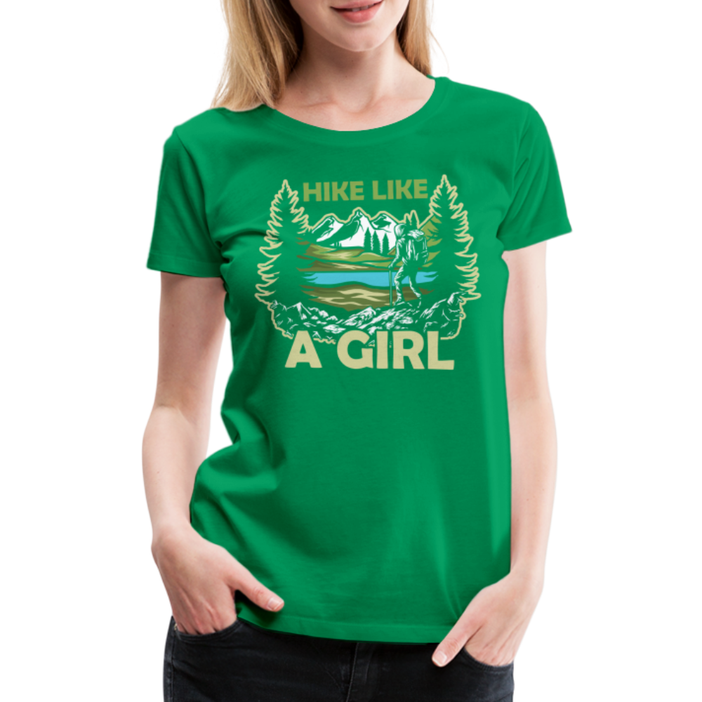 Bergmensch Berge Wandern Natur Shirt Hike Like A Girl Lustiges Geschenk Frauen Premium T-Shirt - Kelly Green