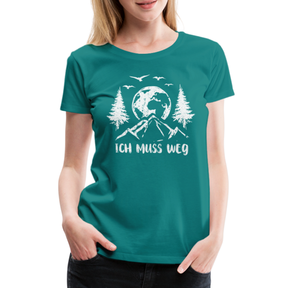 Bergmensch Berge Wandern Natur Shirt Ich Muss Weg Lustiges Geschenk Frauen Premium T-Shirt - Divablau