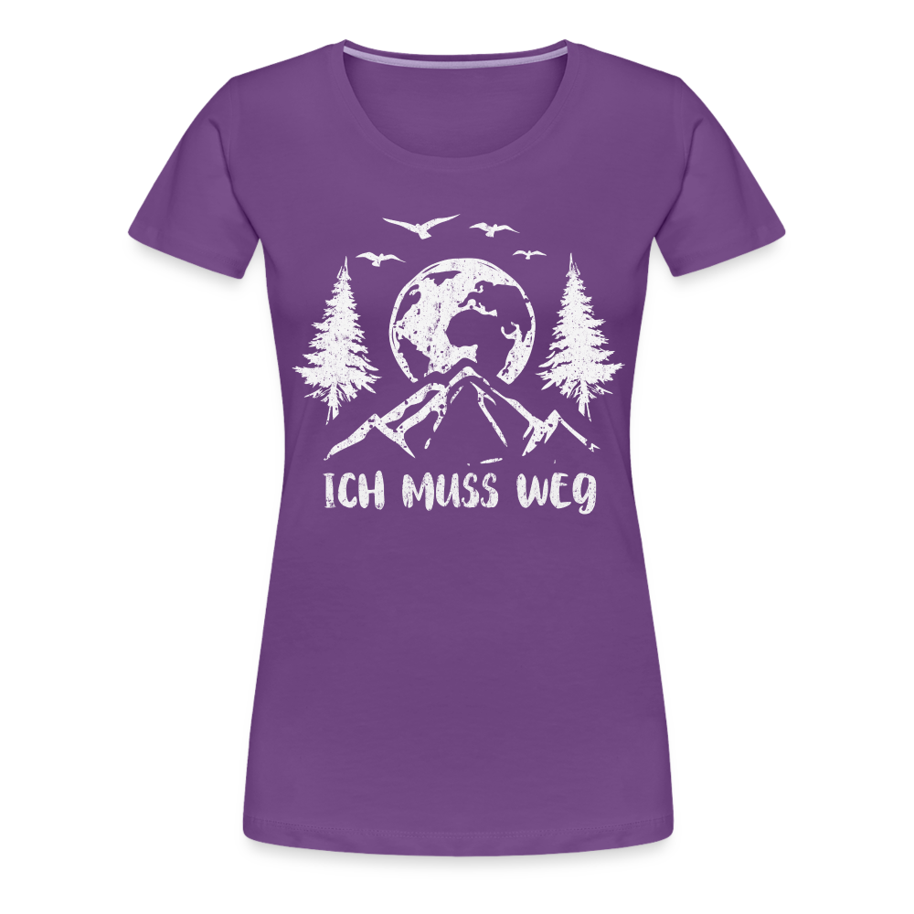 Bergmensch Berge Wandern Natur Shirt Ich Muss Weg Lustiges Geschenk Frauen Premium T-Shirt - Lila