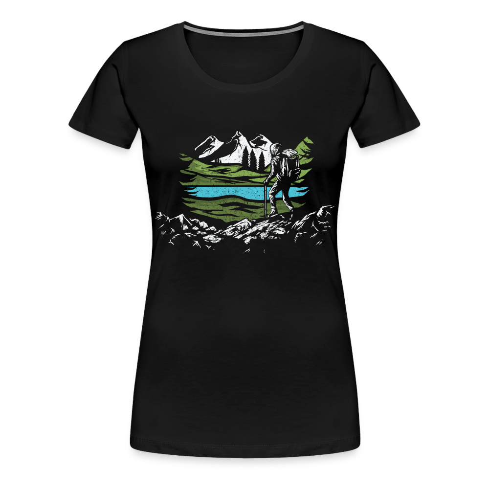 Bergmensch Berge Wandern Natur Shirt Lustiges Geschenk Frauen Premium T-Shirt - Schwarz
