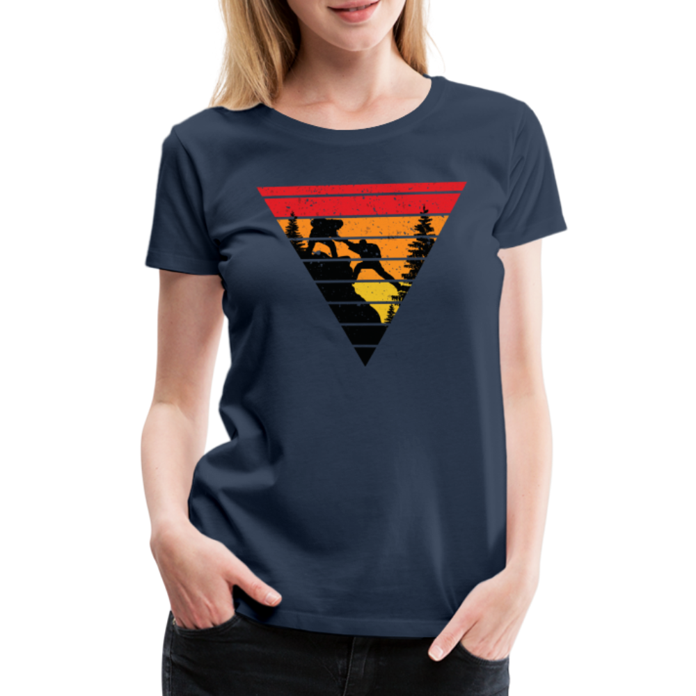 Bergmensch Berge Wandern Natur Shirt Retro Style Lustiges Geschenk Frauen Premium T-Shirt - Navy