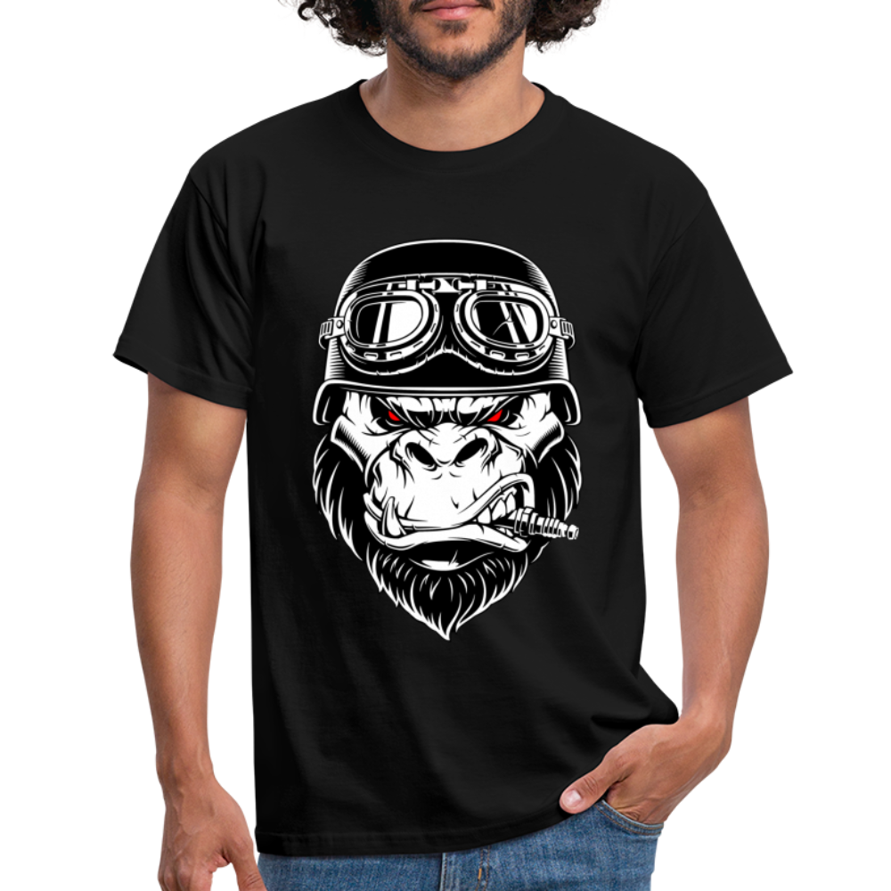 Biker Shirt Motorradfahrer Gorilla mit Zündkerze Geschenkidee T-Shirt - Schwarz