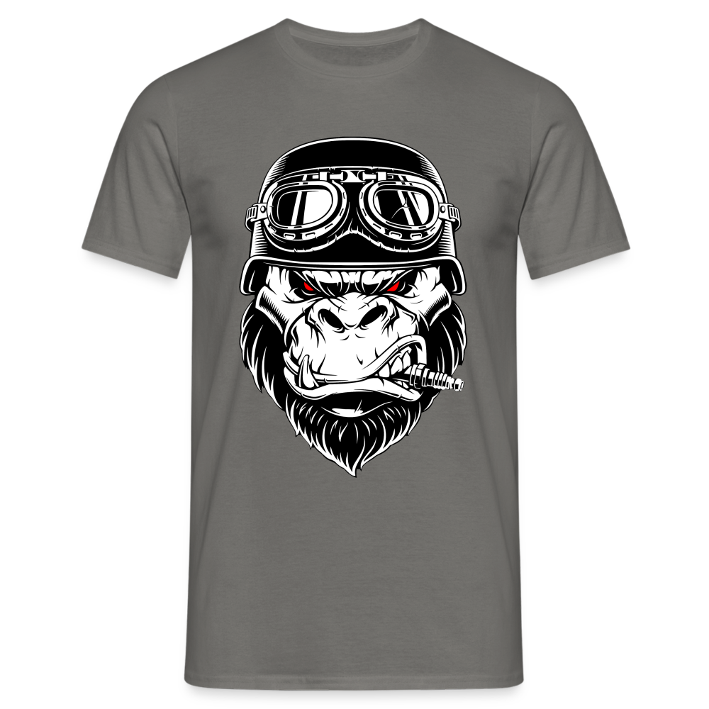 Biker Shirt Motorradfahrer Gorilla mit Zündkerze Geschenkidee T-Shirt - Graphit