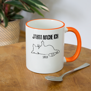 Faule Katze Mittelfinger Jahaa Mache ich - Später Lustige Kaffee Tasse - Weiß/Orange
