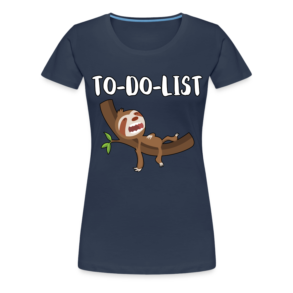 Faultier Müde Do Do List Schlafen Lustiges Premium T-Shirt - Navy