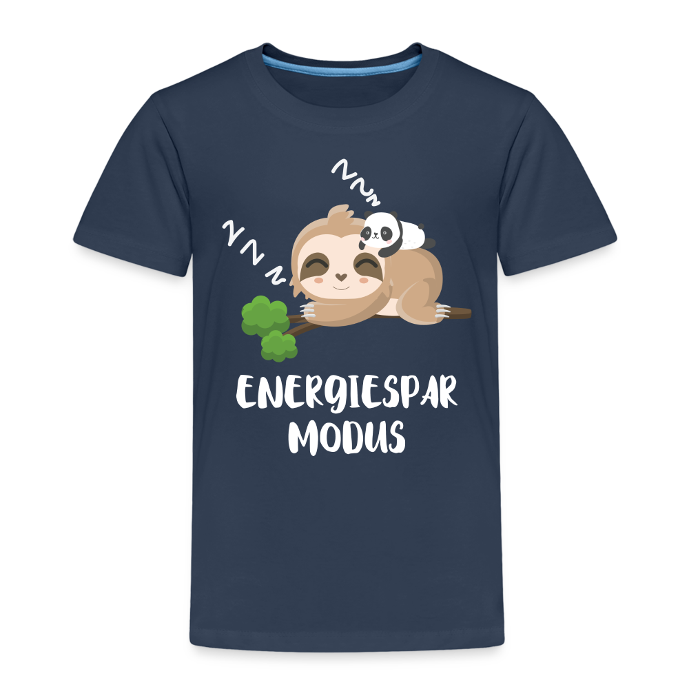 Faultier Müde Energiesparmodus Lustiges Kinder Premium T-Shirt - Navy