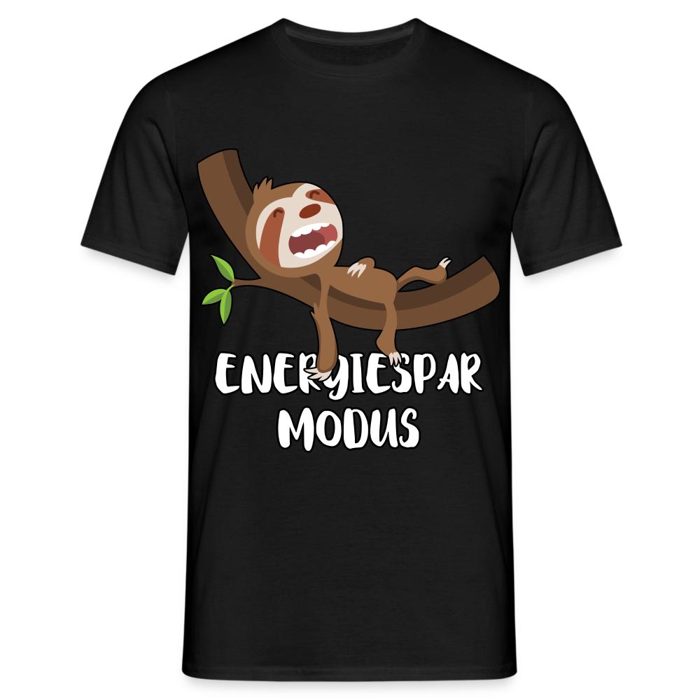 Faultier Müde Energiesparmodus Lustiges T-Shirt - Schwarz
