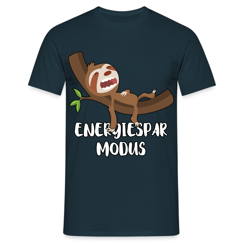 Faultier Müde Energiesparmodus Lustiges T-Shirt - Navy