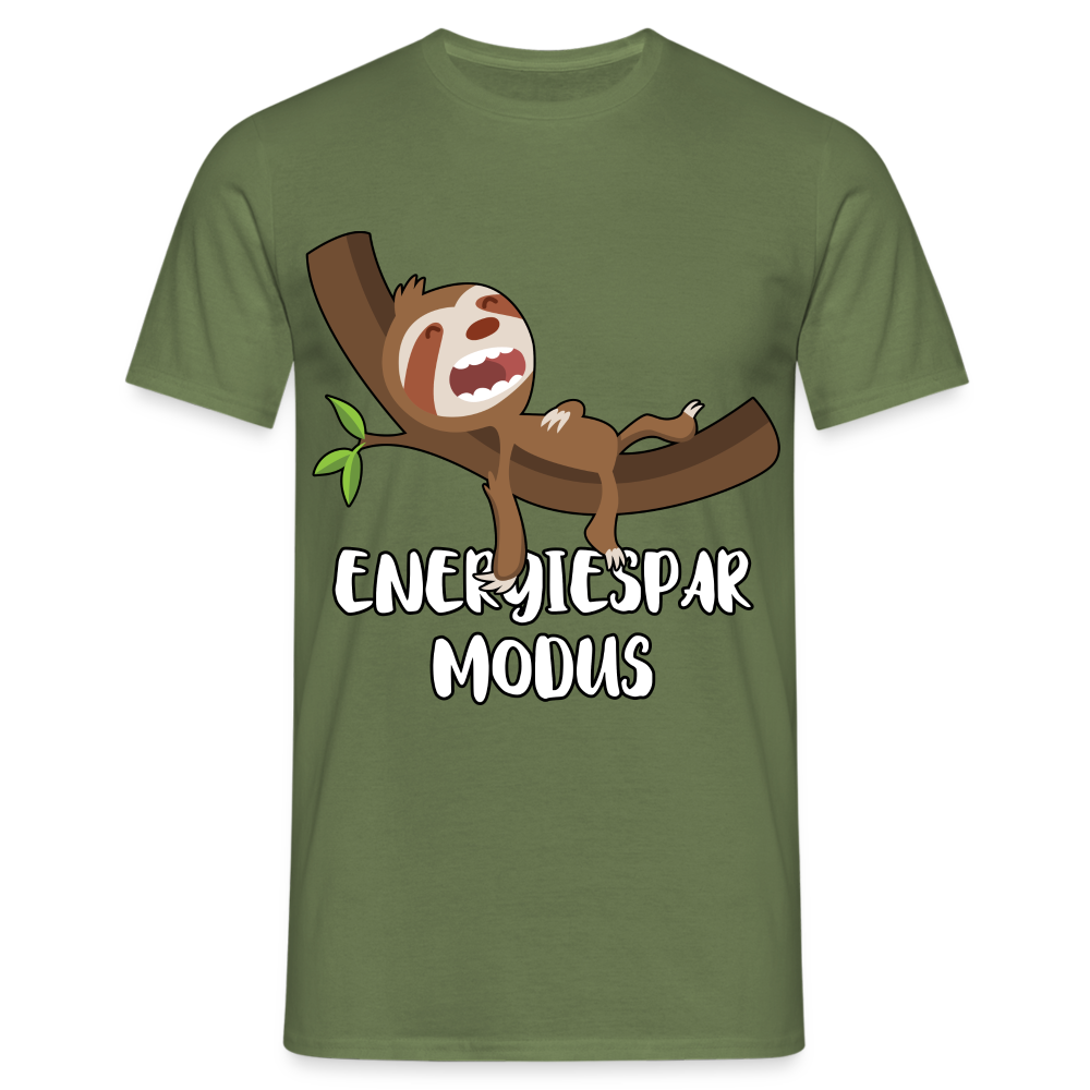 Faultier Müde Energiesparmodus Lustiges T-Shirt - Militärgrün