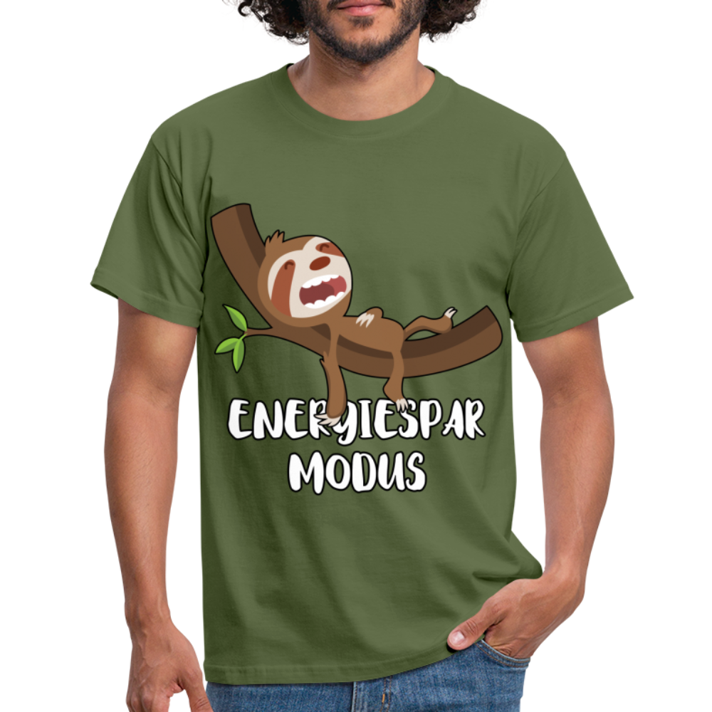 Faultier Müde Energiesparmodus Lustiges T-Shirt - Militärgrün