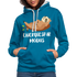 Faultier Müde Energiesparmodus Lustiger Kontrast-Hoodie - Pfauenblau/Grau meliert